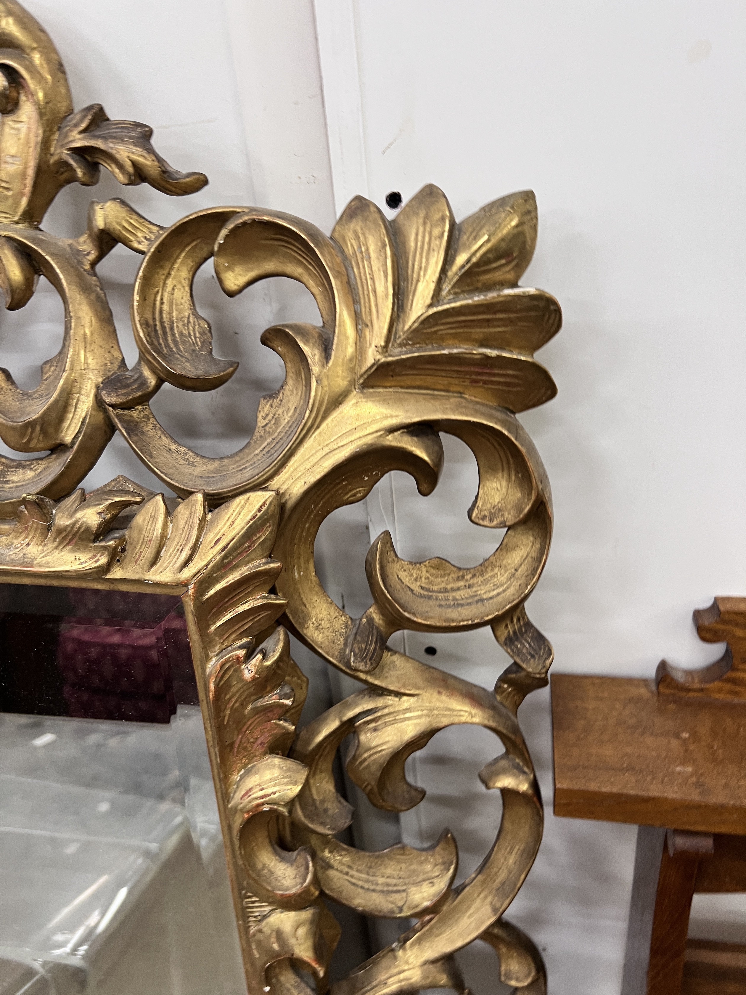 A 19th century French carved giltwood wall mirror, width 96cm, height 142cm